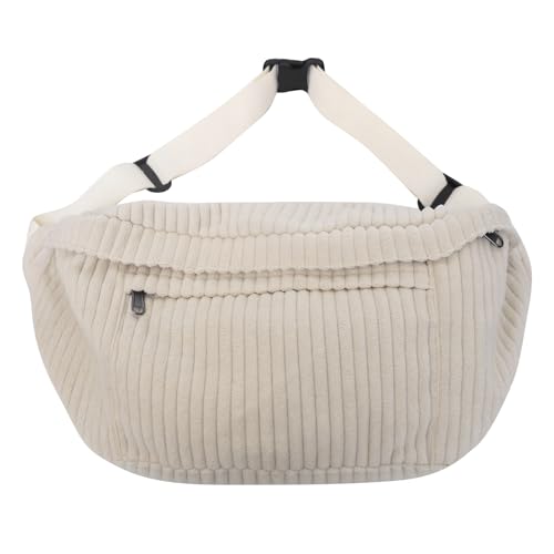 NONGYU Stilvolle Cord-Brusttasche, weich und Crossbody-Tasche, verstellbarer Schultergurt, perfekt für den täglichen Gebrauch, weiß, As shown in the picture (error 1-3cm) von NONGYU