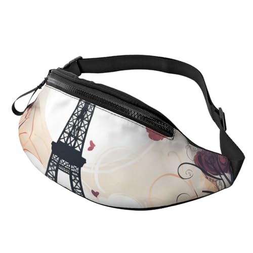 Bauchtasche aus der Mitte des Jahrhunderts für Damen und Herren, verstellbarer Gürtel, lässige Brusttasche, Bauchtasche für Reisen, Sport, Laufen, Wandern, Hüfttaschen, Romantische Paris Eiffel, von NONHAI