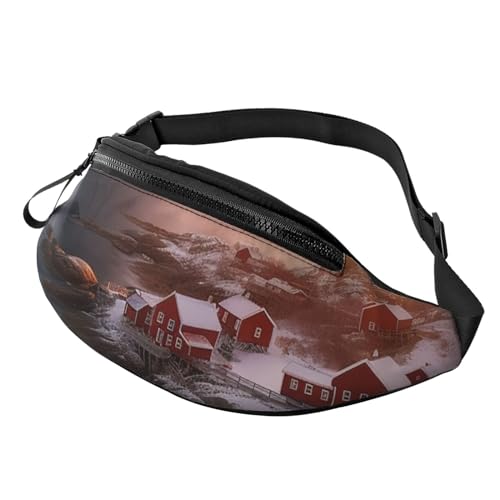 Bauchtasche für Damen und Herren, Sonnenuntergang und Schnee, verstellbarer Gürtel, lässige Brusttasche, Bauchtasche für Reisen, Sport, Laufen, Wandern, Hüfttaschen, Sunrise Over Hamnoy, Einheitsgröße von NONHAI