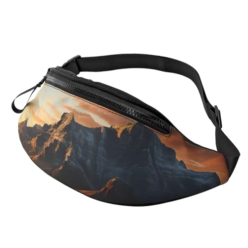 Bauchtasche für Damen und Herren, verstellbare Gürteltasche, legere Brusttasche, Bauchtasche für Reisen, Sport, Laufen, Wandern, Berg bei Sonnenaufgang, Einheitsgröße von NONHAI