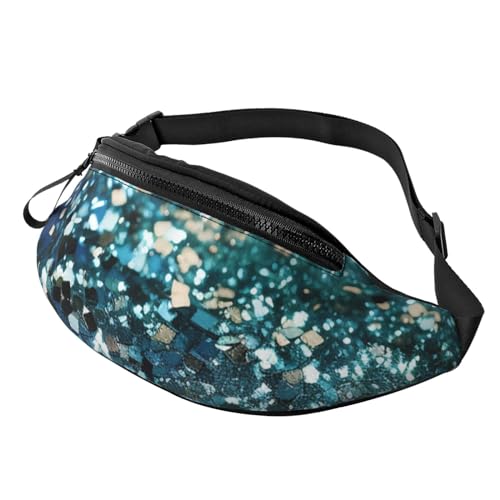 Bauchtasche für Damen und Herren, verstellbarer Gürtel, lässige Brusttasche, Bauchtasche für Reisen, Sport, Laufen, Wandern, Hüfttaschen, Glitzernder blauer Hintergrund, Einheitsgröße von NONHAI