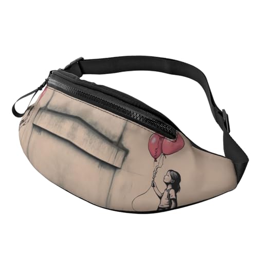 Bauchtasche für Damen und Herren, verstellbarer Gürtel, lässige Brusttasche, Bauchtasche für Reisen, Sport, Laufen, Wandern, Pastellfarben, Always Girl With Balloons, Einheitsgröße von NONHAI