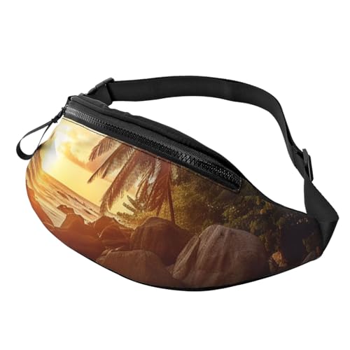 Bauchtasche für Damen und Herren, verstellbarer Gürtel, lässige Brusttasche, Bauchtasche für Reisen, Sport, Laufen, Wandern, Pastellfarben, Tropischer Strand bei Sonnenuntergang, Einheitsgröße von NONHAI