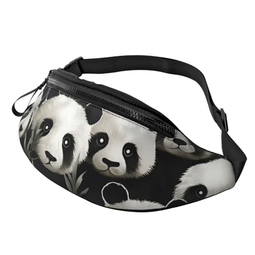 Bauchtasche mit Paris-Sehenswürdigkeiten, für Damen und Herren, verstellbarer Gürtel, lässige Brusttasche, Bauchtasche für Reisen, Sport, Laufen, Wandern, Hüfttaschen, Panda Graphic Schwarz und Weiß, von NONHAI