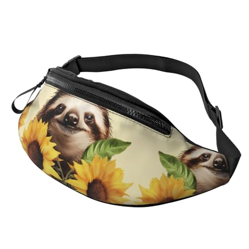 Faultier-Sonnenblumen-Gürteltasche für Damen und Herren, verstellbarer Gürtel, lässige Brusttasche, Bauchtasche für Reisen, Sport, Laufen, Wandern, Faultier Sonnenblume, Einheitsgröße von NONHAI