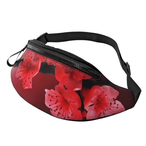 Faultier-Sonnenblumen-Gürteltasche für Damen und Herren, verstellbarer Gürtel, lässige Brusttasche, Bauchtasche für Reisen, Sport, Laufen, Wandern, Rote Kirschblüte, Einheitsgröße von NONHAI