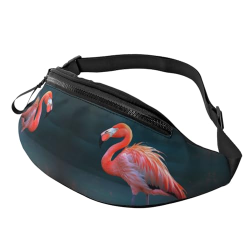 Gürteltasche mit Elefantenmotiv für Damen und Herren, verstellbarer Gürtel, lässige Brusttasche, Bauchtasche für Reisen, Sport, Laufen, Wandern, Hüfttaschen, Lebendiger Flamingo, Einheitsgröße von NONHAI