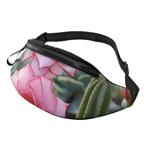 Gürteltasche mit Flamingo-Sukkulenten-Motiv, für Damen und Herren, verstellbarer Gürtel, lässige Brusttasche, Bauchtasche für Reisen, Sport, Laufen, Wandern, Hüfttaschen, Pink Flamingo Sukkulenten von NONHAI