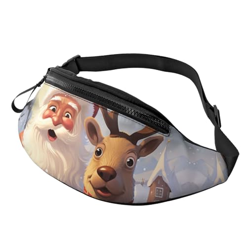 Lustige Gürteltasche mit niedlichem Schwein, für Damen und Herren, verstellbarer Gürtel, lässige Brusttasche, Bauchtasche für Reisen, Sport, Laufen, Wandern, Hüfttaschen, Weihnachtsmann und Rentier, von NONHAI