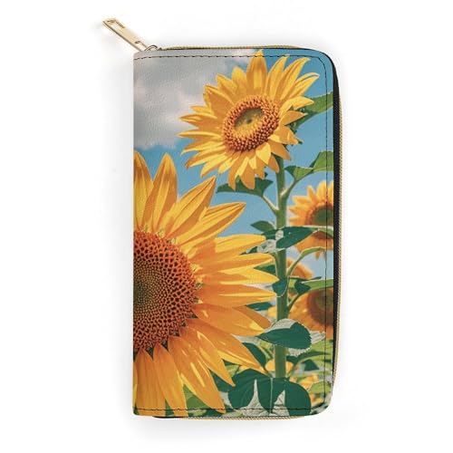 NONHAI Damen Geldbörse Goodlooking Hello Nice Sunshines Leder Geldbörse für die Arbeit Reißverschluss Geldbörse Telefonhalter Lange Geldbörse Ultra Dünn Geldbörse mit Reißverschlusstasche zum von NONHAI