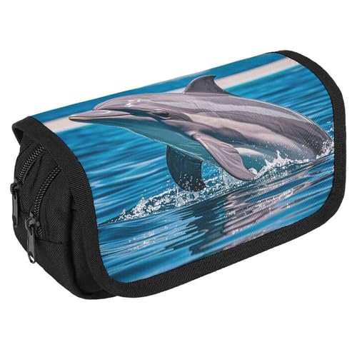 NONHAI Federmäppchen, Delfin, aus dem Wasser, tragbar, Schreibtisch-Organizer, Marker, Stifteetui, Aufbewahrungstasche mit doppeltem Reißverschluss, Einheitsgröße, Stil:, Einheitsgröße NONHAI Federmäppchen, Delfin, aus dem Wasser, tragbar, Schreibtisch-Organizer, Marker, Stifteetui, Aufbewahrungstasche mit doppeltem Reißverschluss, Einheitsgröße, Stil:, Einheitsgröße von NONHAI