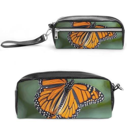 NONHAI Federmäppchen, Motiv: Monarch-Schmetterlinge, Make-up-Tasche, großes Fassungsvermögen, Kosmetiktasche für Männer und Frauen, Stifttasche für Bürobedarf, Stil, 20 x 10 x 5,5 cm, Stil:, von NONHAI