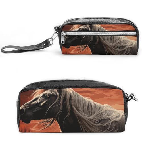 NONHAI Federmäppchen, romantisches Mustang-Make-up-Tasche, großes Fassungsvermögen, Kosmetiktasche für Männer und Frauen, Stifttasche für Bürobedarf, Stil, 20 x 10 x 5,5 cm, Stil:, 20*10*5.5cm von NONHAI