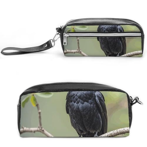 NONHAI Federmäppchen, schwarze Krähenvögel auf einem Ast, Make-up-Tasche, großes Fassungsvermögen, Bleistiftbox, Kosmetiktasche für Männer und Frauen, Stifttasche für Bürobedarf, Stil, 20 x 10 x 5,5 von NONHAI