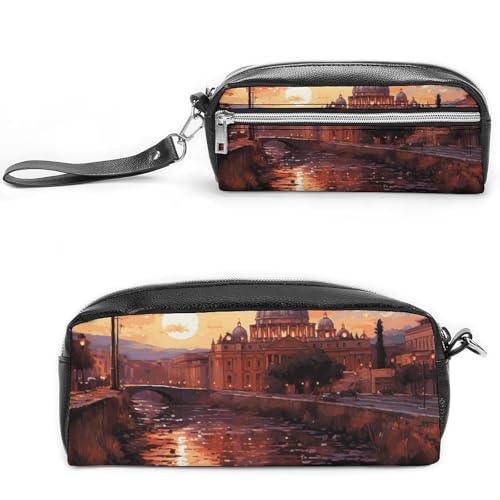 NONHAI Federmäppchen Rom Sonnenuntergang Make-up-Tasche Große Kapazität Federmäppchen Kosmetiktasche für Männer Frauen Stifttasche für Bürobedarf, Stil, 20 x 10 x 5,5 cm, Stil:, 20*10*5.5cm von NONHAI