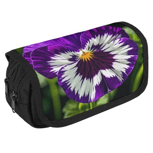 NONHAI Federmäppchen Stiefmütterchen Perfektion Federmäppchen Tragbares Federmäppchen Schreibtisch Organizer Marker Stifteetui Doppelreißverschluss Aufbewahrungstasche, Stil, Einheitsgröße, Stil:, von NONHAI