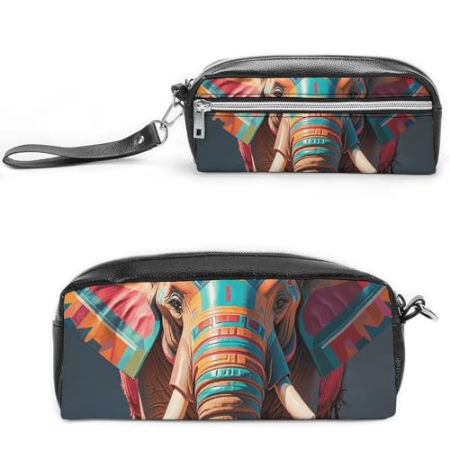 NONHAI Federmäppchen für Männer und Frauen, Make-up-Tasche, große Kapazität, Bleistiftbox, Kosmetiktasche, Azteken-Elefant, Bleistifttasche für Bürobedarf, Stil:, 20*10*5.5cm von NONHAI