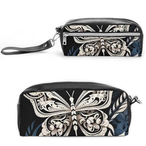 NONHAI Federmäppchen für Männer und Frauen, Make-up-Tasche, große Kapazität, Bleistiftbox, Kosmetiktasche, weiße Schmetterlinge und TribalPencil Tasche für Bürobedarf, Stil:, 20*10*5.5cm NONHAI Federmäppchen für Männer und Frauen, Make-up-Tasche, große Kapazität, Bleistiftbox, Kosmetiktasche, weiße Schmetterlinge und TribalPencil Tasche für Bürobedarf, Stil:, 20*10*5.5cm von NONHAI