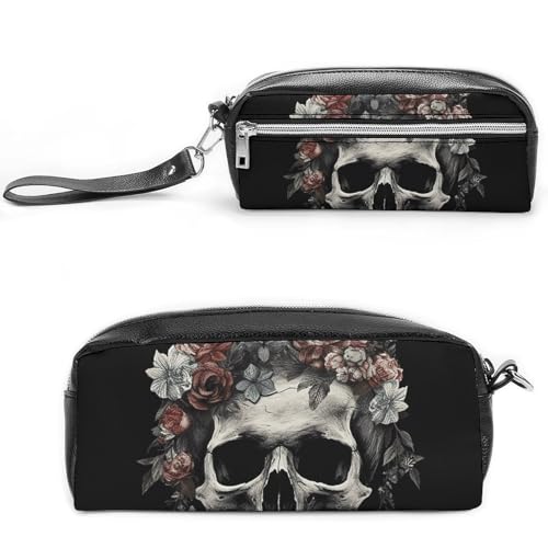 NONHAI Federmäppchen für Männer und Frauen, Make-up-Tasche, großes Fassungsvermögen, Federmäppchen, Kosmetiktasche, Totenkopf in Dunkelheit, Federmäppchen für Bürobedarf, Stil:, 20*10*5.5cm von NONHAI