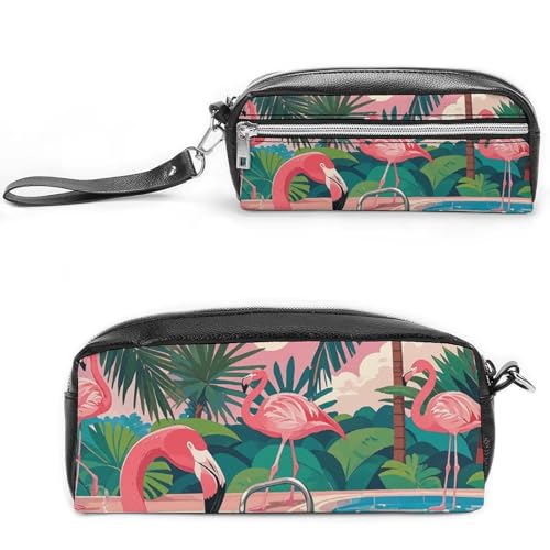 NONHAI Federmäppchen für Männer und Frauen, Make-up-Tasche, großes Fassungsvermögen, Kosmetiktasche, Flamingo und Schwimmbad, Federmäppchen für Bürobedarf, Stil:, 20*10*5.5cm von NONHAI