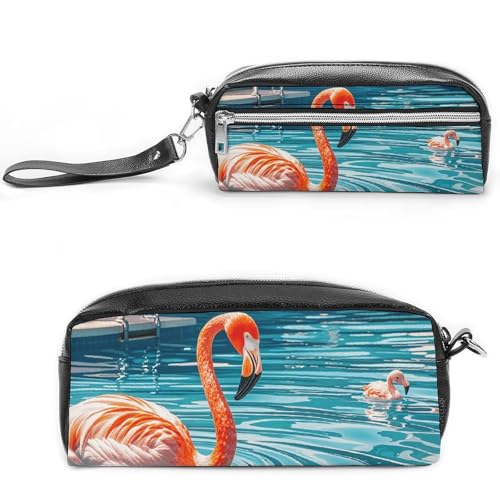 NONHAI Federmäppchen für Männer und Frauen, Make-up-Tasche, großes Fassungsvermögen, Kosmetiktasche, Flamingo und Schwimmbäder, Federmäppchen für Bürobedarf, Stil:, 20*10*5.5cm von NONHAI