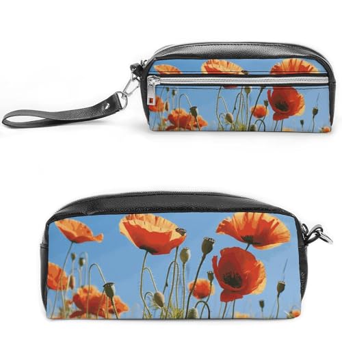 NONHAI Federmäppchen für Männer und Frauen, Make-up-Tasche, großes Fassungsvermögen, Kosmetiktasche, Mohnblumen, Federmäppchen für Bürobedarf, Stil:, 20*10*5.5cm von NONHAI