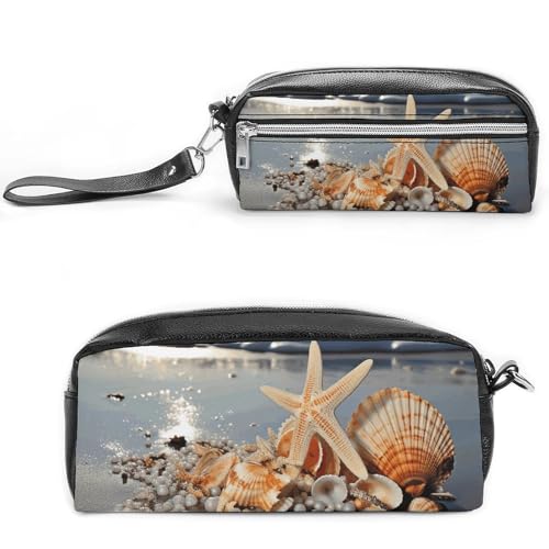 NONHAI Federmäppchen für Männer und Frauen, Make-up-Tasche, großes Fassungsvermögen, Kosmetiktasche, Muscheln am Strand, Federmäppchen für Bürobedarf, Stil:, 20*10*5.5cm von NONHAI