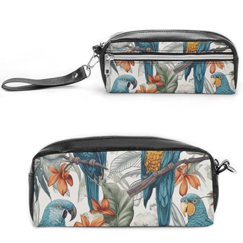 NONHAI Federmäppchen für Männer und Frauen, Make-up-Tasche, großes Fassungsvermögen, Kosmetiktasche, Papageien auf Ästen, Federmäppchen für Bürobedarf, Stil:, 20*10*5.5cm von NONHAI
