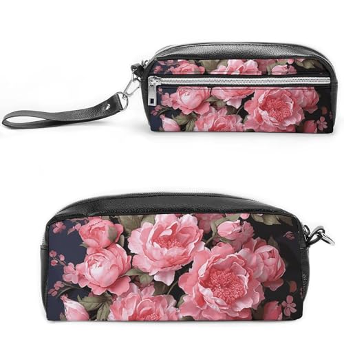 NONHAI Federmäppchen für Männer und Frauen, Make-up-Tasche, großes Fassungsvermögen, Kosmetiktasche, Pfingstrosen, Blumen, Bleistifttasche für Bürobedarf, Stil:, 20*10*5.5cm von NONHAI
