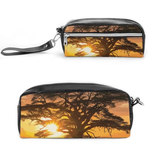 NONHAI Federmäppchen für Männer und Frauen, Make-up-Tasche, großes Fassungsvermögen, Kosmetiktasche, Sonnenaufgang auf großem Baum, Federmäppchen für Bürobedarf, Stil:, 20*10*5.5cm NONHAI Federmäppchen für Männer und Frauen, Make-up-Tasche, großes Fassungsvermögen, Kosmetiktasche, Sonnenaufgang auf großem Baum, Federmäppchen für Bürobedarf, Stil:, 20*10*5.5cm von NONHAI