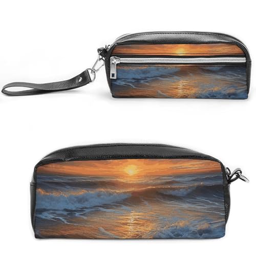 NONHAI Federmäppchen für Männer und Frauen, Make-up-Tasche, großes Fassungsvermögen, Kosmetiktasche, Sonnenuntergang, Meereslandschaft, Federmäppchen für Bürobedarf, Stil:, 20*10*5.5cm von NONHAI