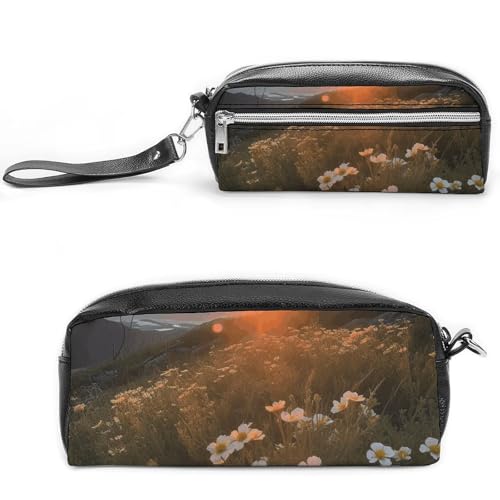 NONHAI Federmäppchen für Männer und Frauen, Make-up-Tasche, großes Fassungsvermögen, Kosmetiktasche, Sonnenuntergang und Blumen, Federmäppchen für Bürobedarf, Stil:, 20*10*5.5cm von NONHAI