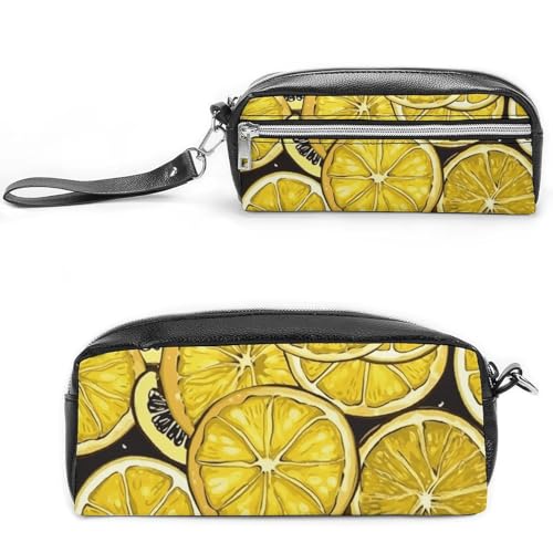 NONHAI Federmäppchen für Männer und Frauen, Make-up-Tasche, großes Fassungsvermögen, Kosmetiktasche, Zitronentapete, Bleistifttasche für Bürobedarf, Stil:, 20*10*5.5cm von NONHAI