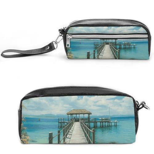 NONHAI Federmäppchen für Männer und Frauen, Make-up-Tasche, großes Fassungsvermögen, Stiftebox, Kosmetiktasche, tropische PierPencil Tasche für Bürobedarf, Stil:, 20*10*5.5cm von NONHAI