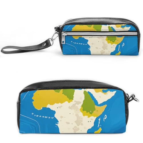 NONHAI Federmäppchen mit Griechenland-Kartendruck, Make-up-Tasche, großes Fassungsvermögen, Kosmetiktasche für Männer und Frauen, Stifttasche für Bürobedarf, Stil, 20 x 10 x 5,5 cm, Stil:, 20*10*5.5cm von NONHAI