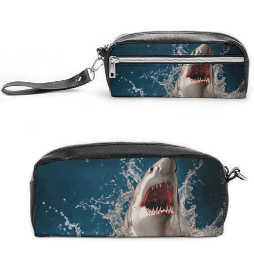 NONHAI Federmäppchen mit Hai-Angriffsfisch, Make-up-Tasche, großes Fassungsvermögen, Kosmetiktasche für Männer und Frauen, Stifttasche für Bürobedarf, Stil, 20 x 10 x 5,5 cm, Stil:, 20*10*5.5cm von NONHAI