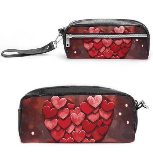 NONHAI Federmäppchen mit Herzen, Make-up-Tasche, großes Fassungsvermögen, Kosmetiktasche für Männer und Frauen, Stifttasche für Bürobedarf, Stil, 20 x 10 x 5,5 cm, Stil:, 20*10*5.5cm von NONHAI