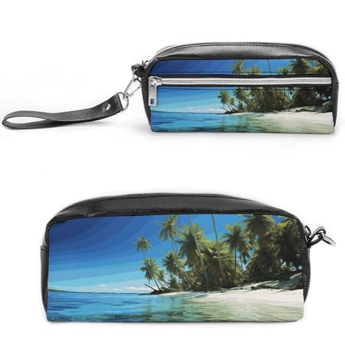 NONHAI Federmäppchen mit Palmen und klarem Meer, Make-up-Tasche, großes Fassungsvermögen, Kosmetiktasche für Männer und Frauen, Stifte-Tasche für Bürobedarf, Stil, 20 x 10 x 5,5 cm, Stil:, 20*10*5.5cm von NONHAI