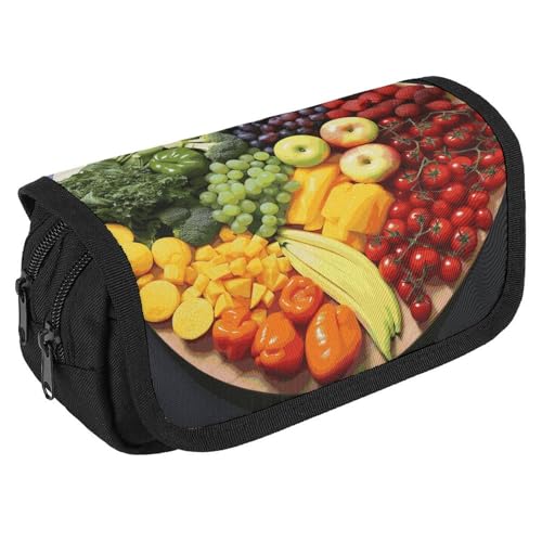 NONHAI Federmäppchen mit Regenbogen-Motiv für Gemüse und Obst, tragbares Federmäppchen, Schreibtisch-Organizer, Marker, Stifteetui, Aufbewahrungstasche mit doppeltem Reißverschluss, Einheitsgröße, von NONHAI