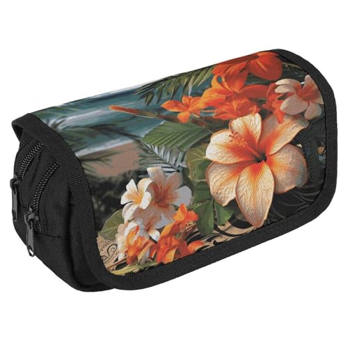 NONHAI Federmäppchen mit tropischen Blumen und Dekorationen, tragbares Federmäppchen, Schreibtisch-Organizer, Marker, Stifteetui, Doppel-Reißverschluss, Aufbewahrungstasche, Stil, Einheitsgröße, NONHAI Federmäppchen mit tropischen Blumen und Dekorationen, tragbares Federmäppchen, Schreibtisch-Organizer, Marker, Stifteetui, Doppel-Reißverschluss, Aufbewahrungstasche, Stil, Einheitsgröße, von NONHAI