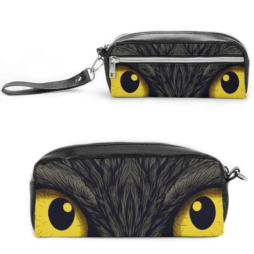 NONHAI Federmäppchen mit zwei gelben Augen, Make-up-Tasche, großes Fassungsvermögen, Kosmetiktasche für Männer und Frauen, Stifttasche für Bürobedarf, Stil, 20 x 10 x 5,5 cm, Stil:, 20*10*5.5cm von NONHAI