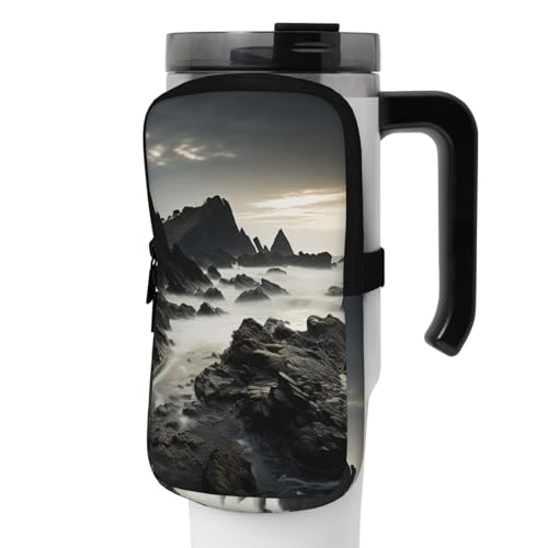 NONHAI Neopren-Wasserflaschen-Beutel für Tasse, Reisebecher, Becherbeutel, Sport-Flaschen-Beutel, Halter, Fitnessstudio, Becher, Zubehör, Hülle für Telefon, Karte, Schlüssel, Schwarz , M von NONHAI