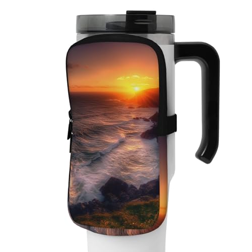 NONHAI Neopren-Wasserflaschen-Beutel für Tasse, Reisebecher, Becherbeutel, Sport-Flaschen-Beutel, Halter, Fitnessstudio, Becher, Zubehör, Hülle für Telefon, Karte, Schlüssel, Schwarz , M von NONHAI