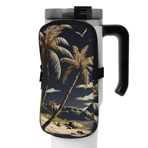 NONHAI Neopren-Wasserflaschen-Beutel für Tasse, Reisebecher, Becherbeutel, Sport-Flaschen-Beutel, Halter, Fitnessstudio, Becher, Zubehör, Hülle für Telefon, Karte, Schlüssel, Schwarz , M von NONHAI