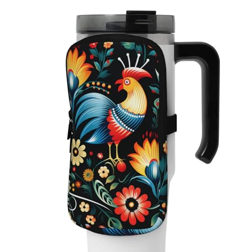 NONHAI Neopren-Wasserflaschen-Beutel für Tasse, Reisebecher, Becherbeutel, Sport-Flaschen-Beutel, Halter, Fitnessstudio, Becher, Zubehör, Hülle für Telefon, Karte, Schlüssel, Schwarz , M von NONHAI