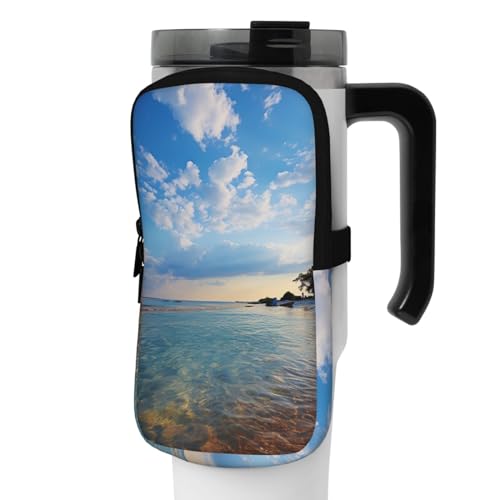 NONHAI Neopren-Wasserflaschen-Beutel für Tasse, Reisebecher, Becherbeutel, Sport-Flaschen-Beutel, Halter, Fitnessstudio, Becher, Zubehör, Hülle für Telefon, Karte, Schlüssel, Schwarz , M von NONHAI