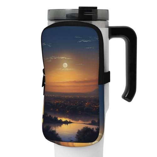 NONHAI Neopren-Wasserflaschen-Beutel für Tasse, Reisebecher, Becherbeutel, Sport-Flaschen-Beutel, Halter, Fitnessstudio, Becher, Zubehör, Hülle für Telefon, Karte, Schlüssel, Schwarz , M von NONHAI