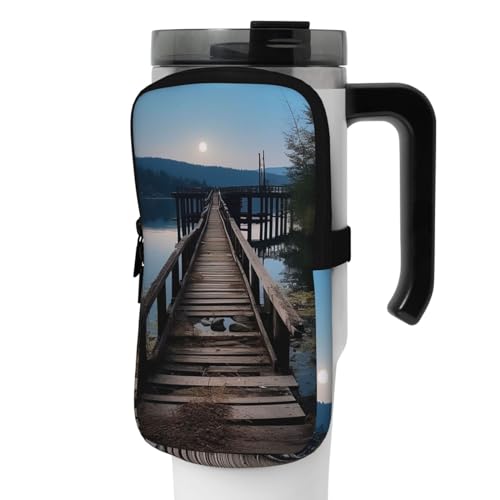 NONHAI Neopren-Wasserflaschen-Beutel für Tasse, Reisebecher, Becherbeutel, Sport-Flaschen-Beutel, Halter, Fitnessstudio, Becher, Zubehör, Hülle für Telefon, Karte, Schlüssel, Schwarz , M von NONHAI