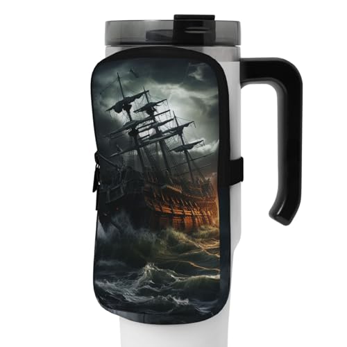 NONHAI Neopren-Wasserflaschen-Beutel für Tasse, Reisebecher, Becherbeutel, Sport-Flaschen-Beutel, Halter, Fitnessstudio, Becher, Zubehör, Hülle für Telefon, Karte, Schlüssel, Schwarz , M von NONHAI