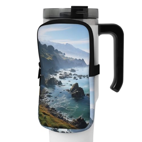 NONHAI Neopren-Wasserflaschen-Beutel für Tasse, Reisebecher, Becherbeutel, Sport-Flaschen-Beutel, Halter, Fitnessstudio, Becher, Zubehör, Hülle für Telefon, Karte, Schlüssel, Schwarz , M von NONHAI